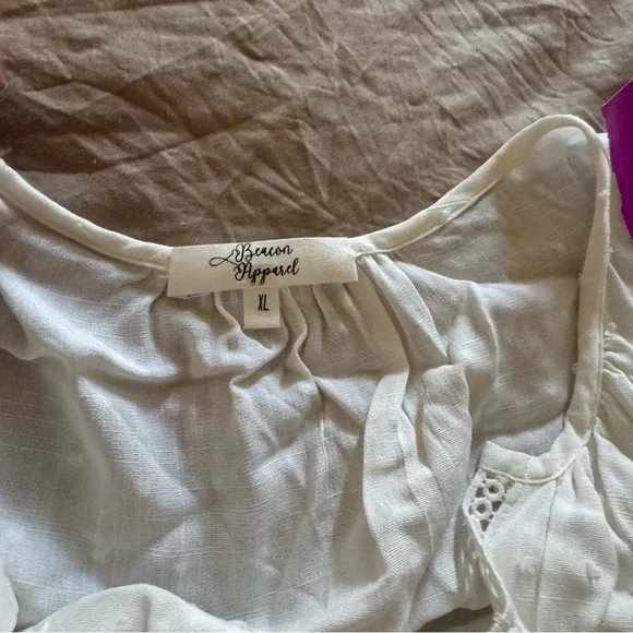 Beacon White Short Sleeve V-Notch Tunic Top XL - Picture 2 of 4